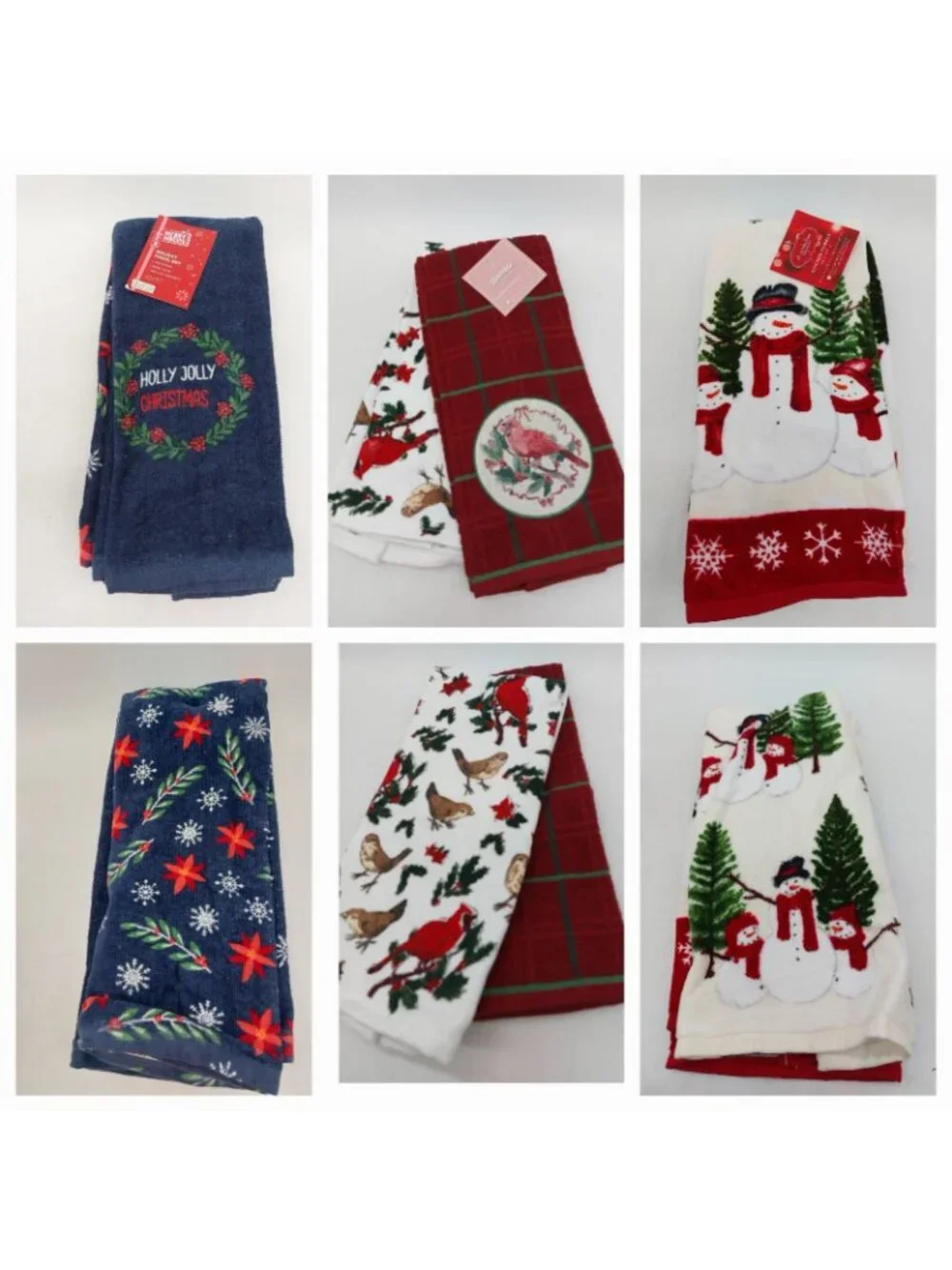 Christmas Kitchen dish towels Set of 2 Each Lot Of 3 NWT Various Brands